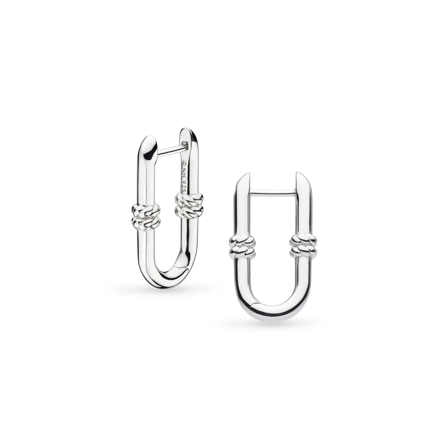 Silver Marina Rope Bar Link Hinged Hoops