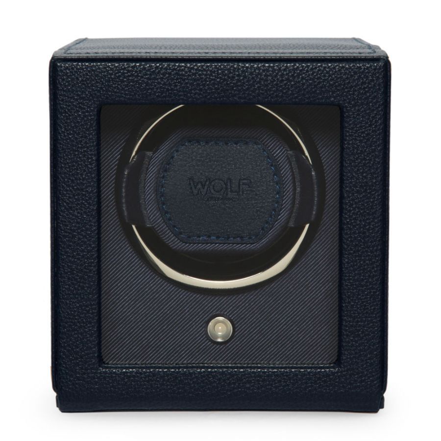 Navy Blue Cub Single Watch Winder with Cover