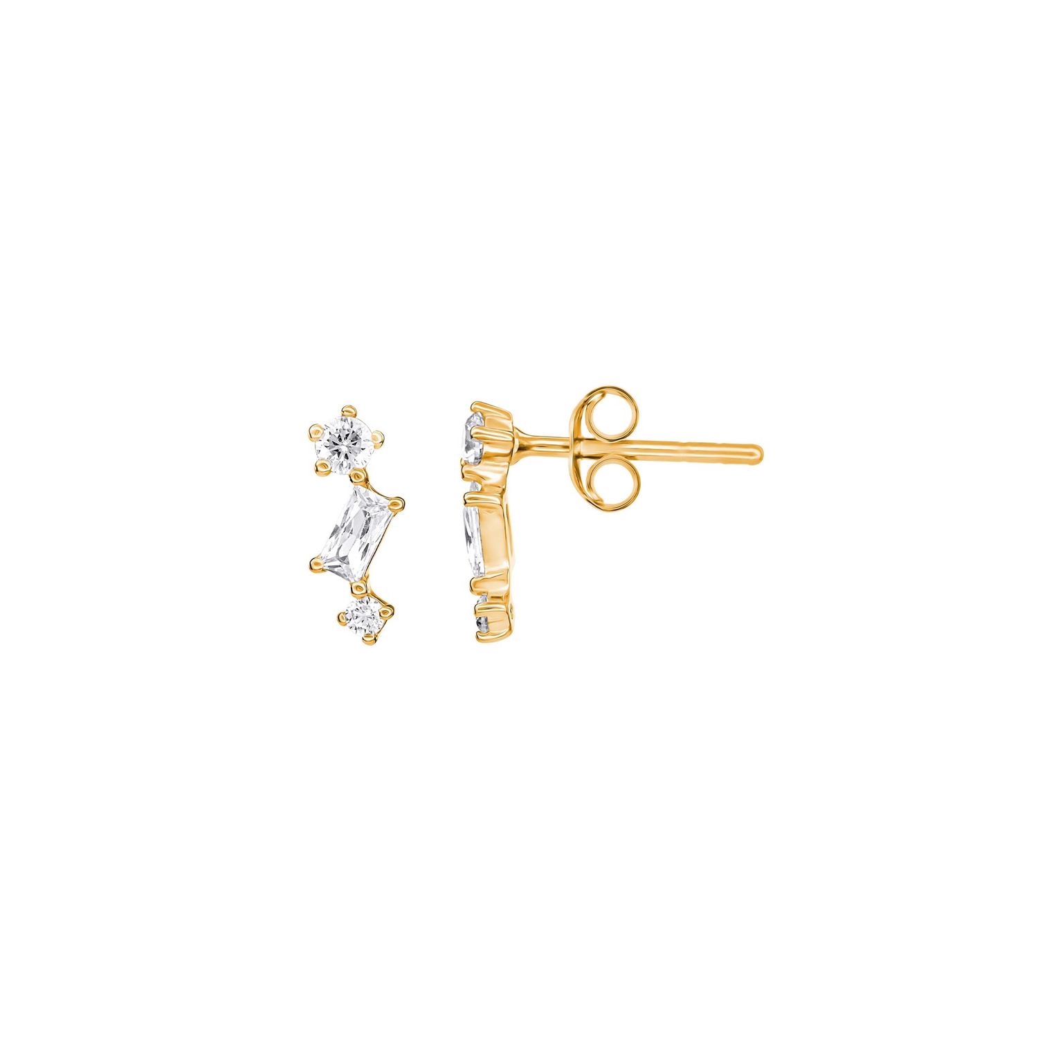 Silver Gold-Plated Baguette CZ  Scatter Studs