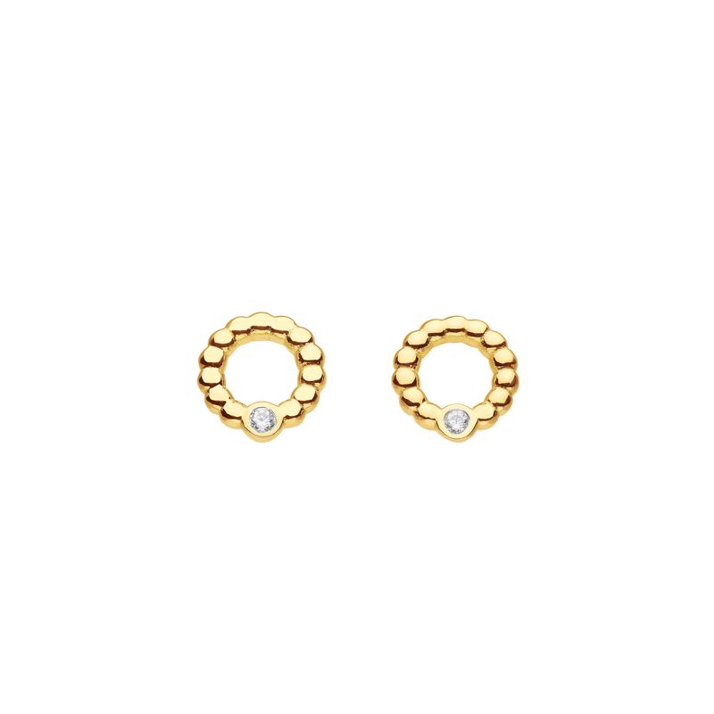 Silver CZ Beaded Open Circle Studs