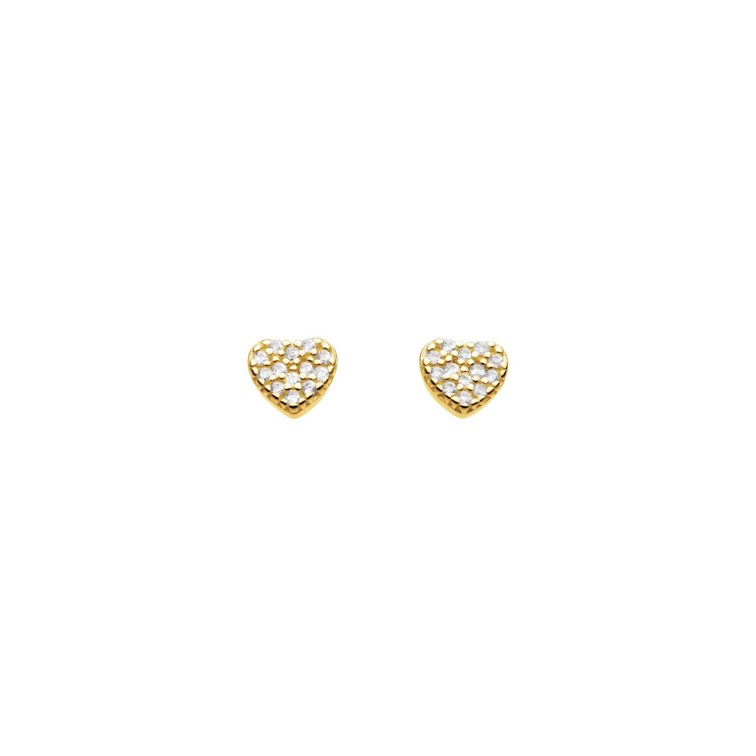 Silver Gold-Plated CZ Pavé Small Heart Studs