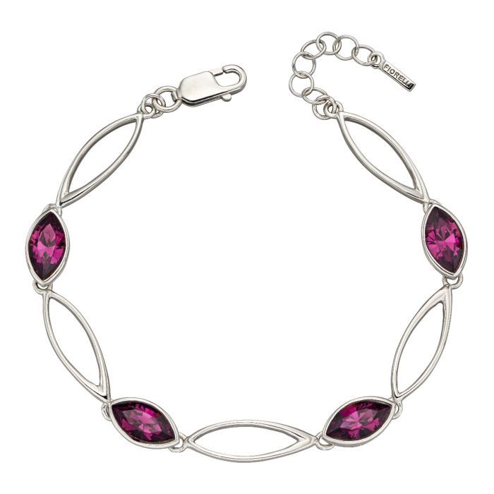 Silver Amethyst Navette Twist Bracelet