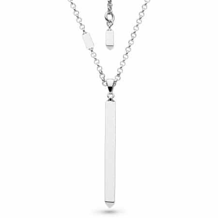 Silver Empire Manhatten Bar Verticle Necklace 32&quot;