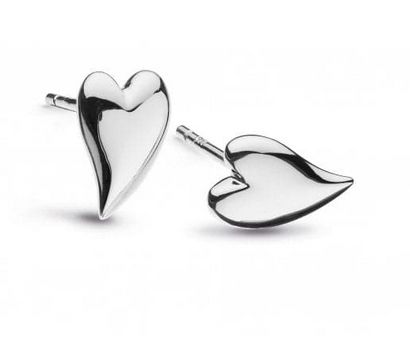 Silver Desire Kiss Rhodium Plate Mini Heart Stud Earrings