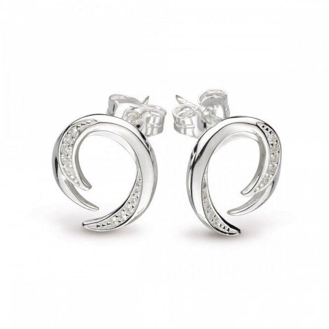 Silver Entwine Helix Pave CZ Stud Earrings