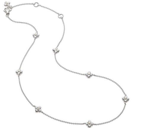 Silver Blossom Flyte Honey Flower 16&quot; Station Necklace