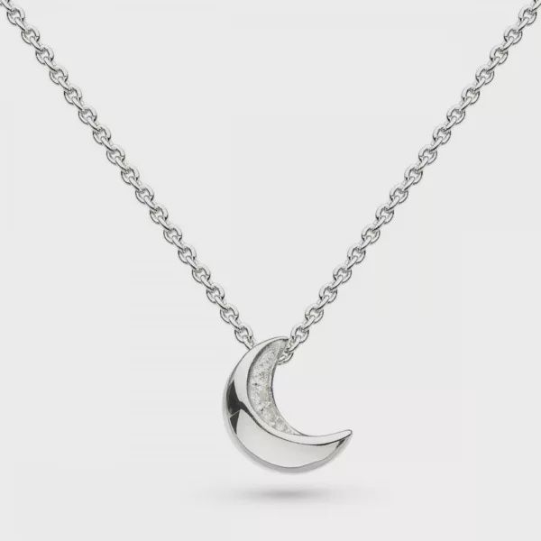 Silver Miniature Sparkle CZ Mini Moon Necklace