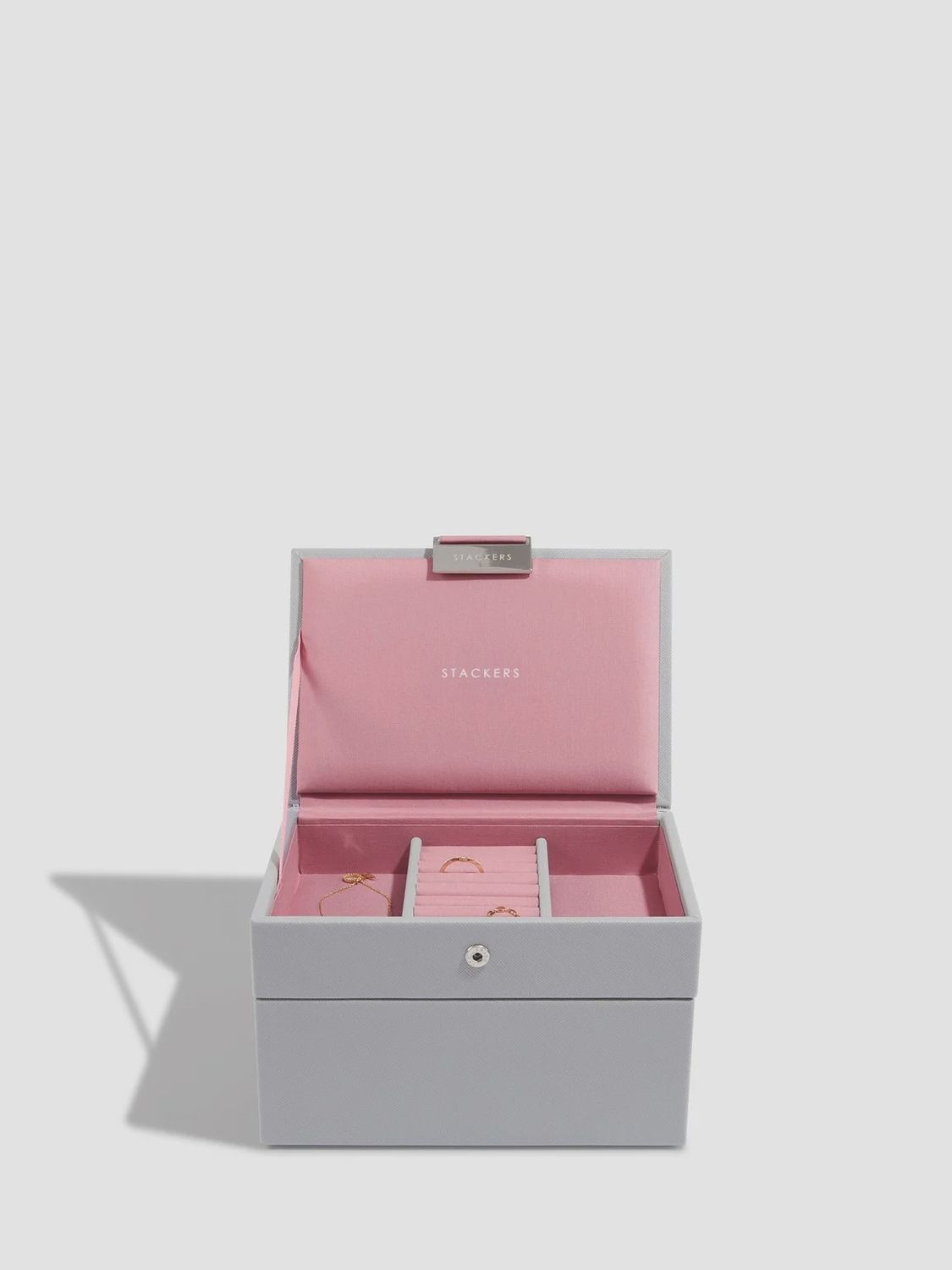 Dove Grey &amp; Antique Rose Mini Set Of 2 Jewellery Box