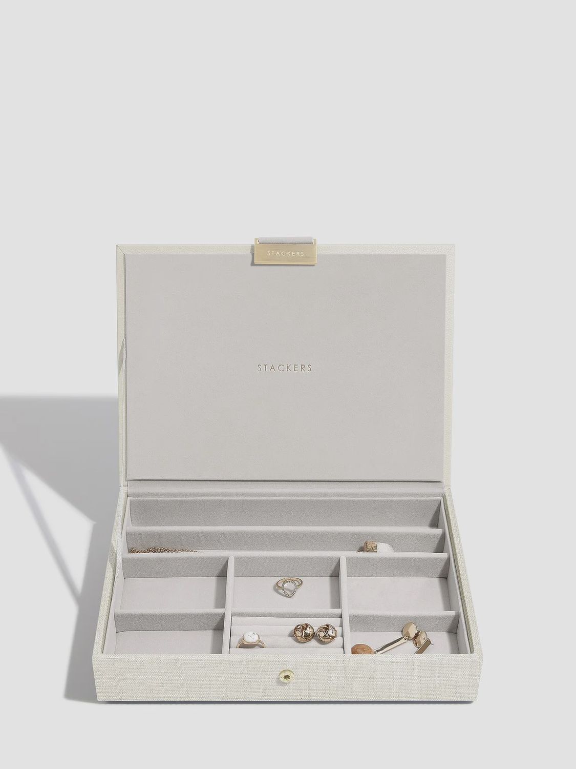 Linen &amp; Oatmeal Two Tone Classic Jewellery Lid