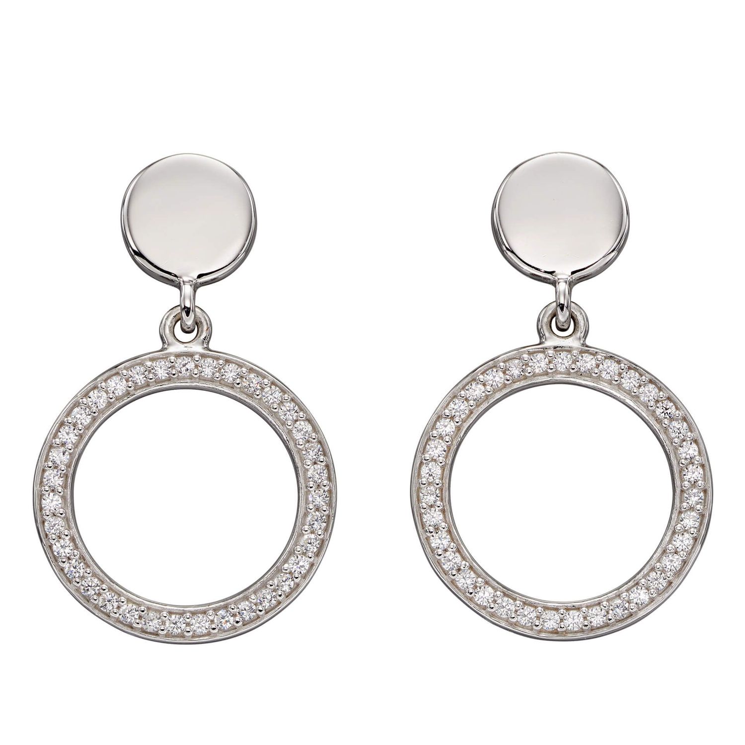 Silver Open Circle Cubic Zirconia Earrings