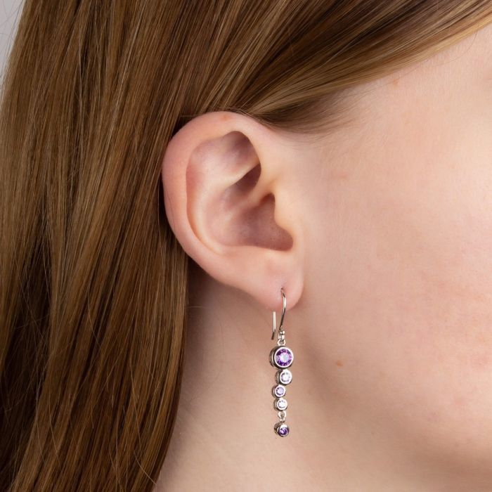 Silver Bubble Drop Cubic Zirconia Earrings