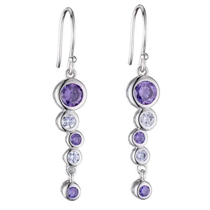 Silver Bubble Drop Cubic Zirconia Earrings