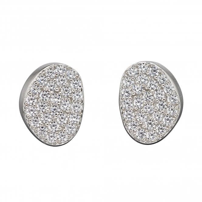 Silver Cubic Zirconia Pavé Stud Earrings