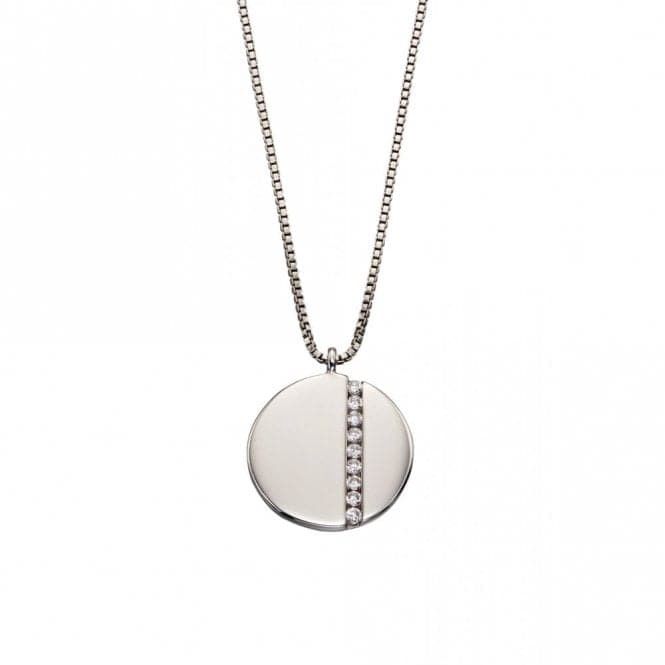 Silver Disc Cubic Zirconia Baguettes Necklace