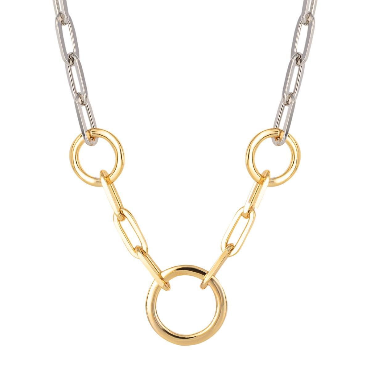 Silver &amp; Gold-Plated Circle Link Necklace