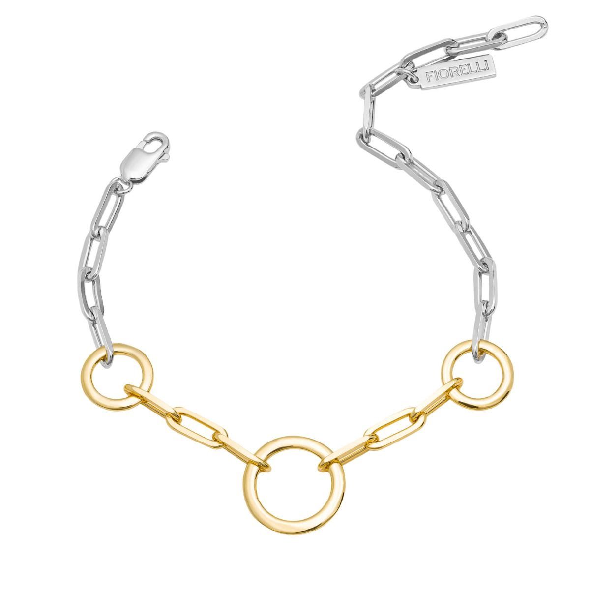 Silver &amp; Gold-Plated Circle Link Bracelet