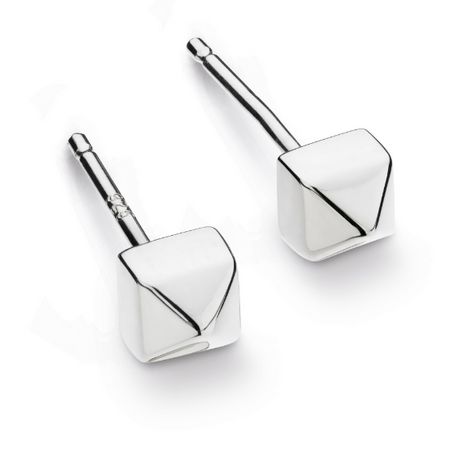 Silver Manhattan Bar Pyramid Studs Earrings