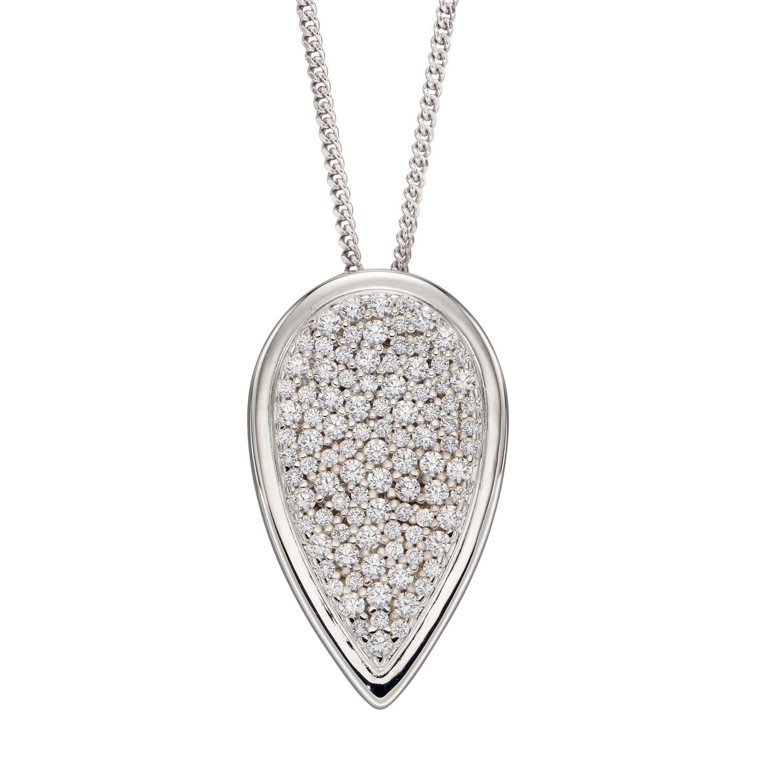 Silver Teardrop Pave Cubic Zirconia Pendant
