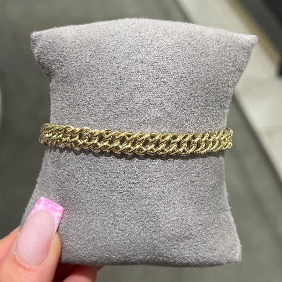 Pre-Owned 9ct Yellow Gold Double Curb Bracelet