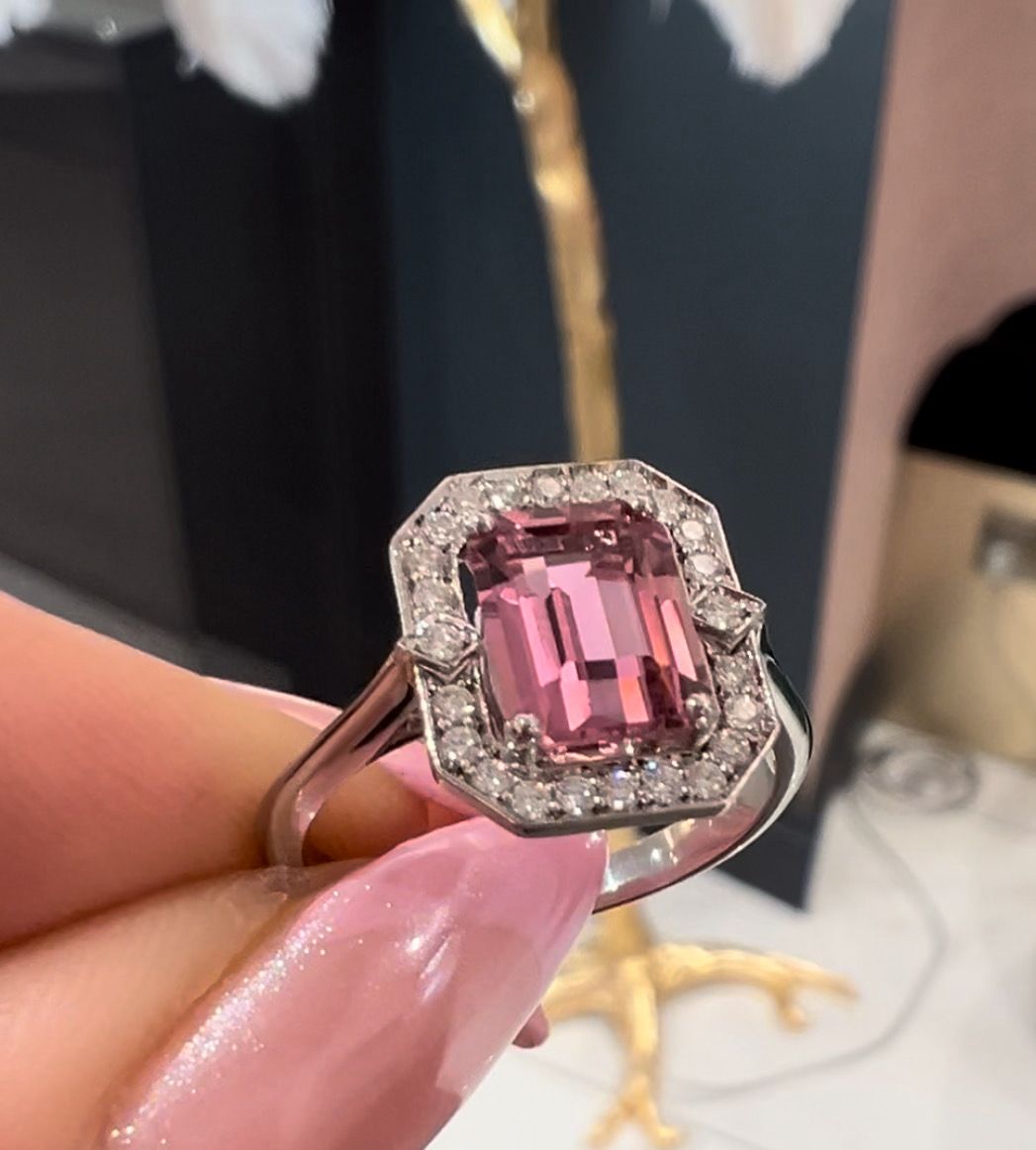 Platinum 1.51ct Tourmaline &amp; 0.25ct Diamond Ring