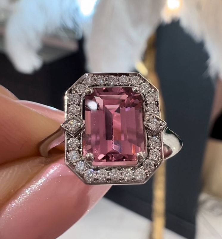 Platinum 1.51ct Tourmaline &amp; 0.25ct Diamond Ring