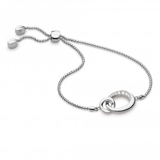 Silver Bevel Cirque Cubic Zirconia Link Toggle Bracelet