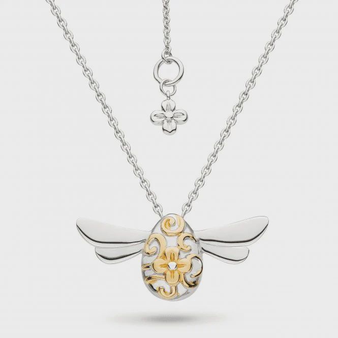 Silver Blossom Flyte Honey Bee Gold Rhodium 18&quot; Necklace