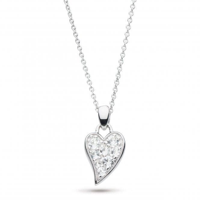 Silver Desire Precious White Topaz Small Heart 17&quot; Necklace