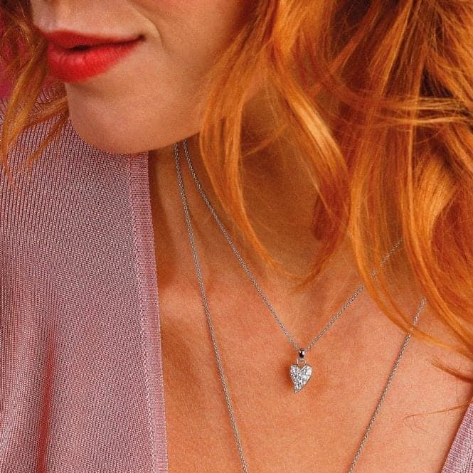 Silver Desire Precious White Topaz Small Heart 17" Necklace