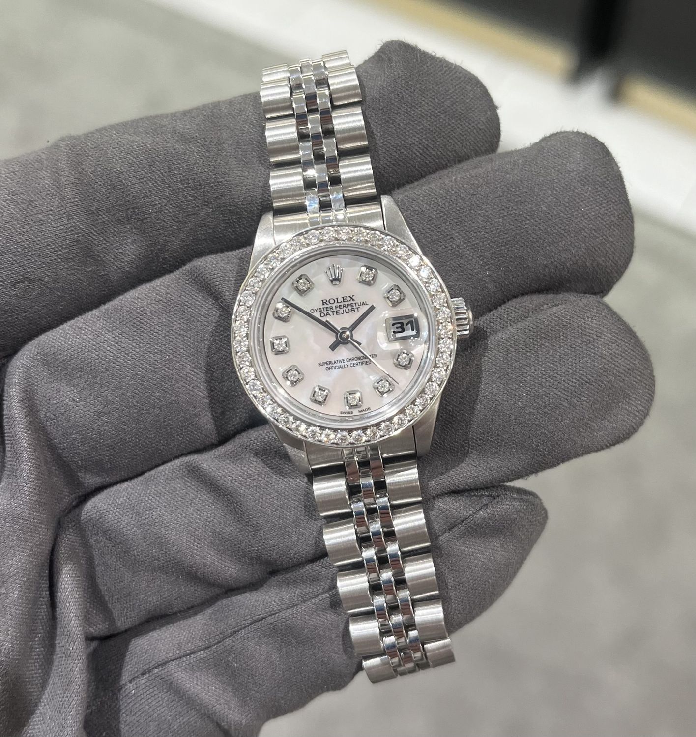 Pre-Owned Rolex Ladies Datejust Custom Diamond Dial &amp; Bezel 69174