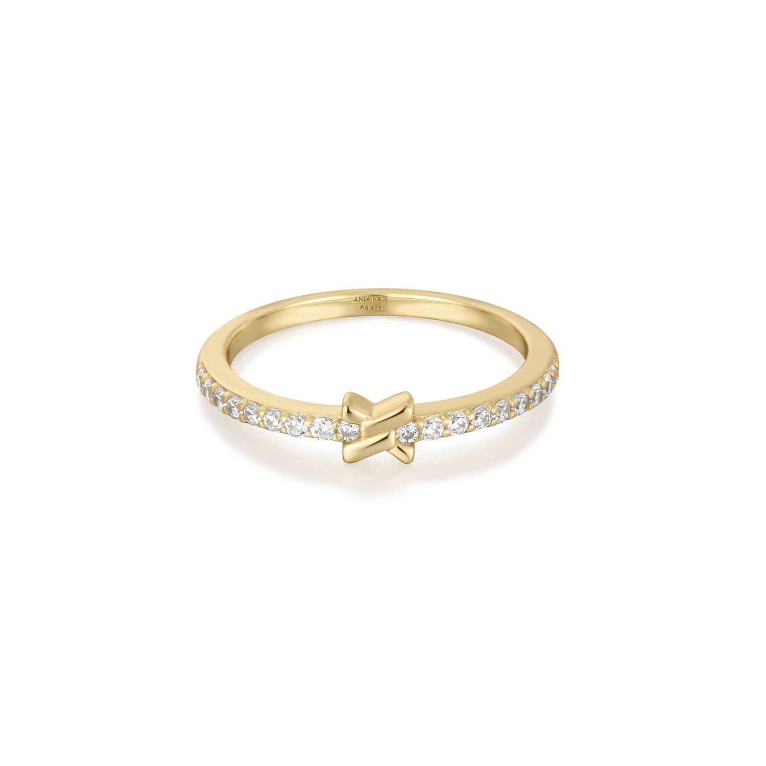 Silver Gold-Plated Dusk Divas Cross Ring with Cubic Zirconia, Ring Size: 52