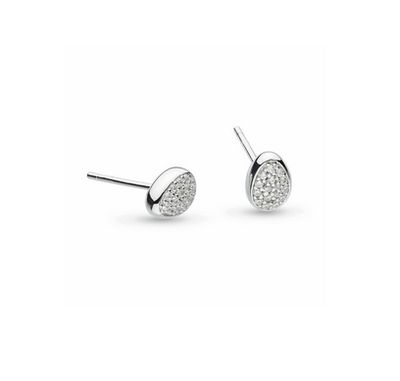 Silver Coast Pebble Glisten Pavé Stud Earrings