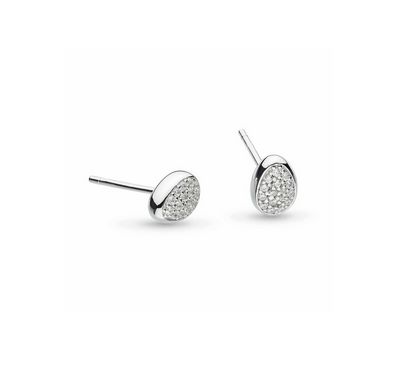 Silver Coast Pebble Glisten Pavé Stud Earrings