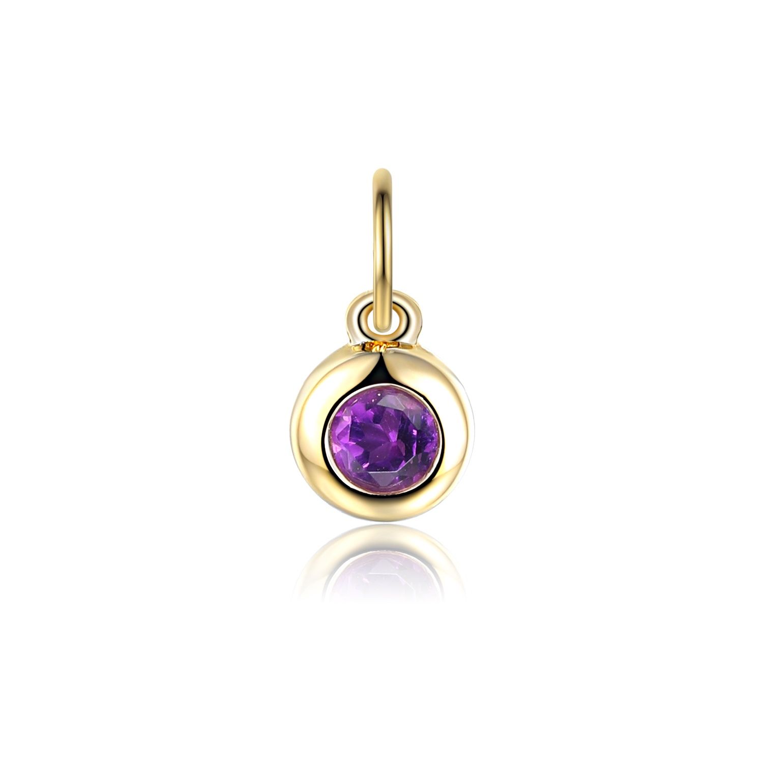 9ct Yellow Gold 16pt Amethyst Birthstone Charm