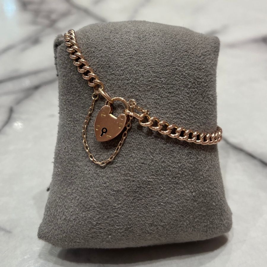 Pre-Owned Vintage 9ct Rose Gold Curb Bracelet Circa 1909