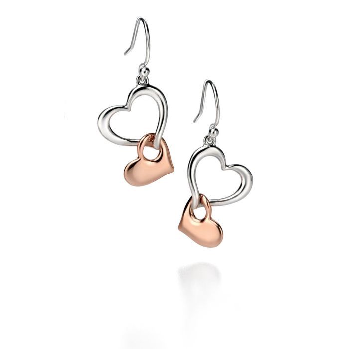 Silver Heart Link Earrings