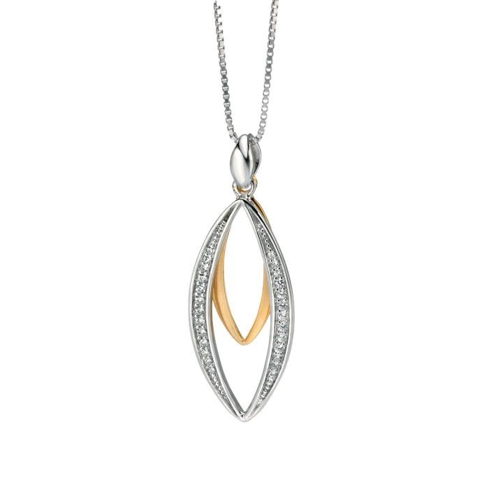 Silver Gold Plated Open Marquise Pendant