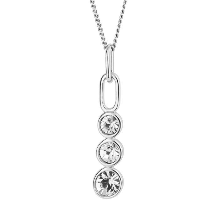 Silver Crystal Drop Chain Necklace