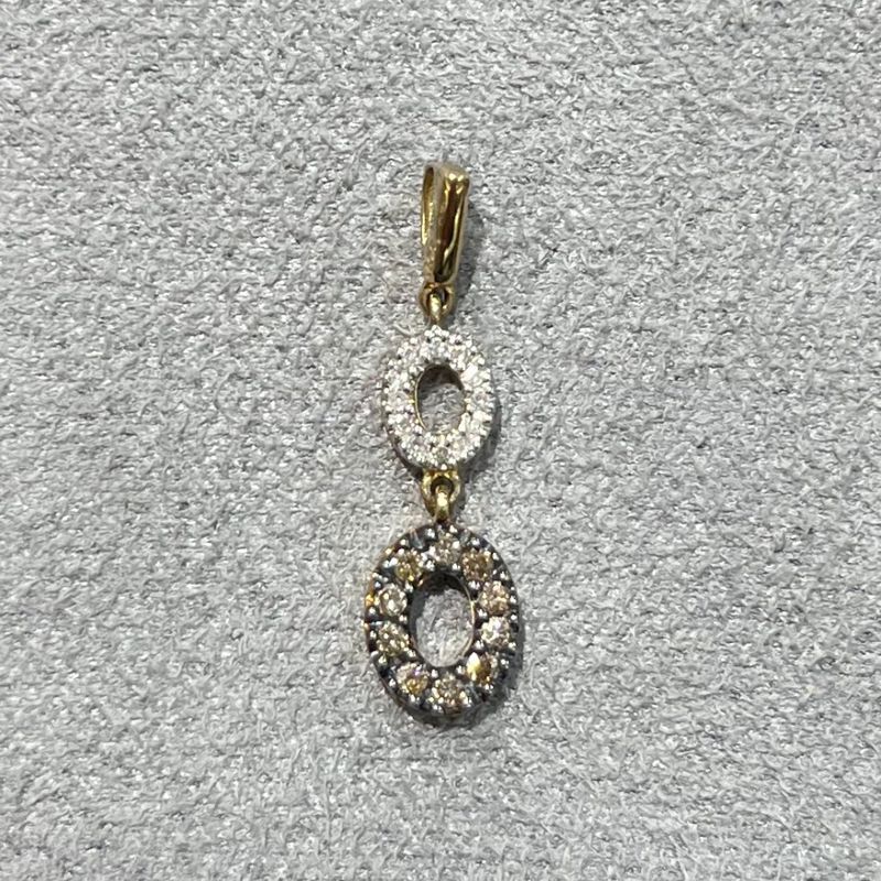 Pre-Owned 9ct Yellow Gold Black &amp; White Diamond Drop Pendant