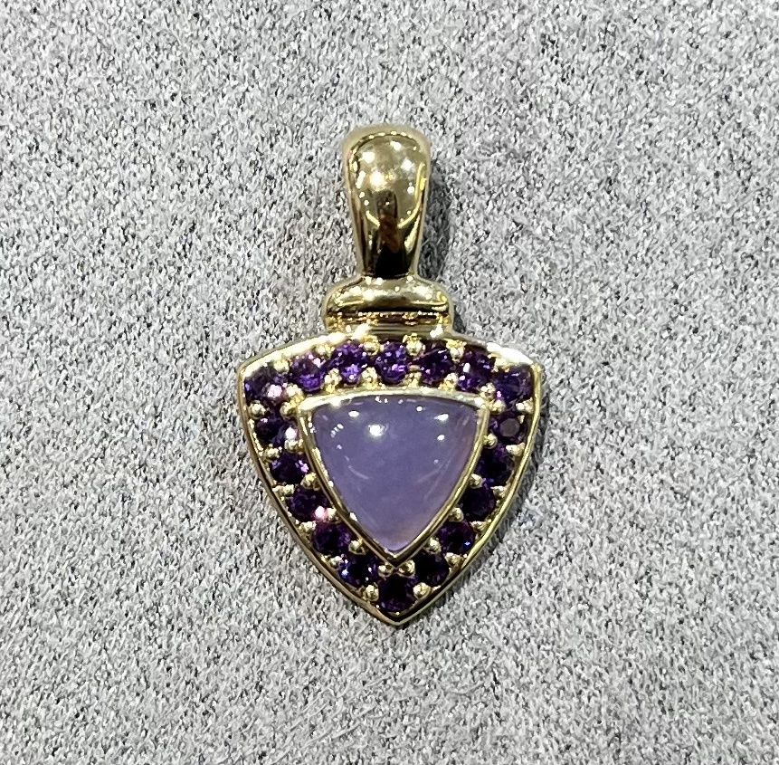 Pre-Owned 9ct Yellow Gold Amethyst Triangular Pendant