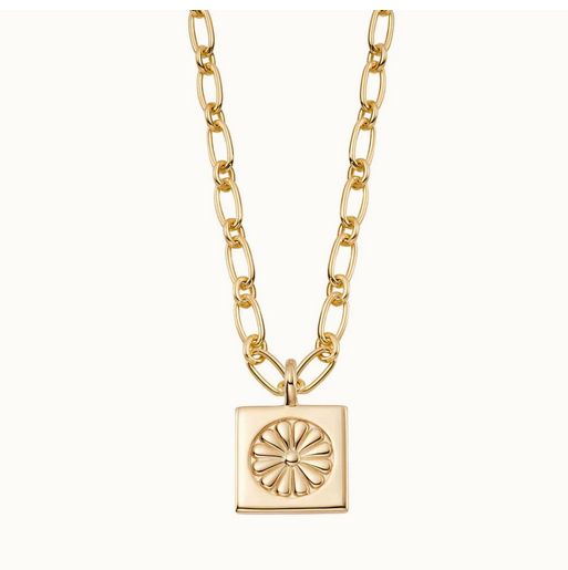 Silver Gold Plated Daisy Bloom Medallion Necklace