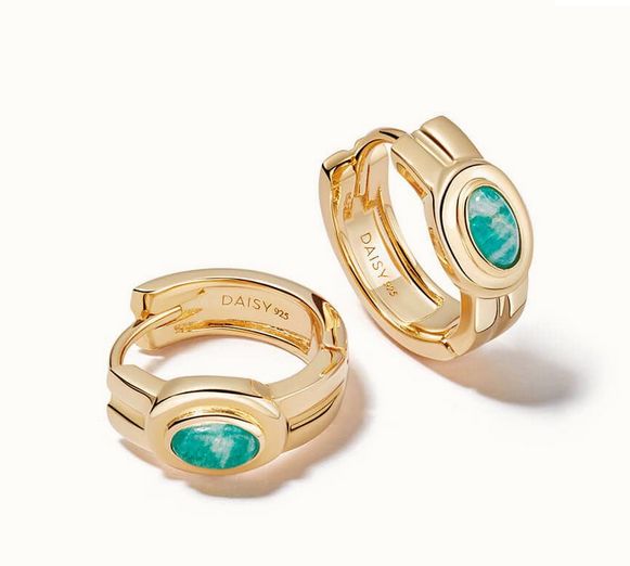 Silver Gold Plated Gemstone Huggie Hoop Earrings