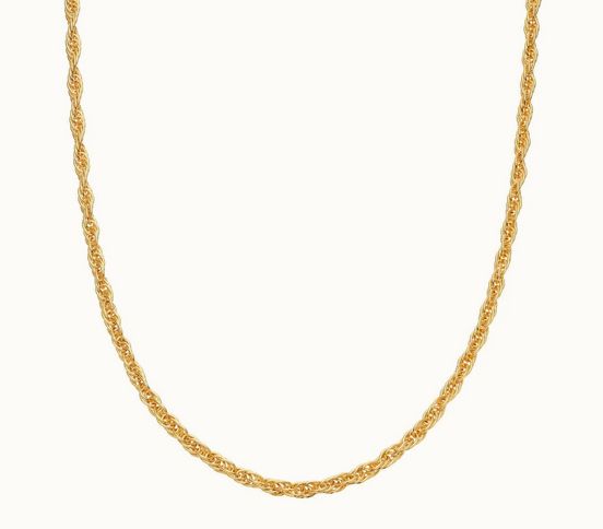 Silver Gold Plated Isla Rope Chain Necklace, Metal: Sterling Silver with Gold Plating