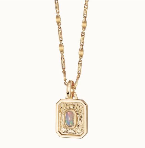 Silver Gold Plated October Opal Birthstone Necklace