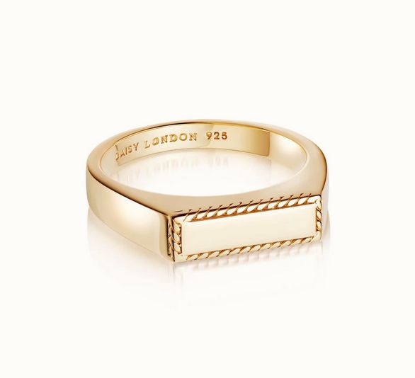 Silver Gold Plated Rope Signet Ring
