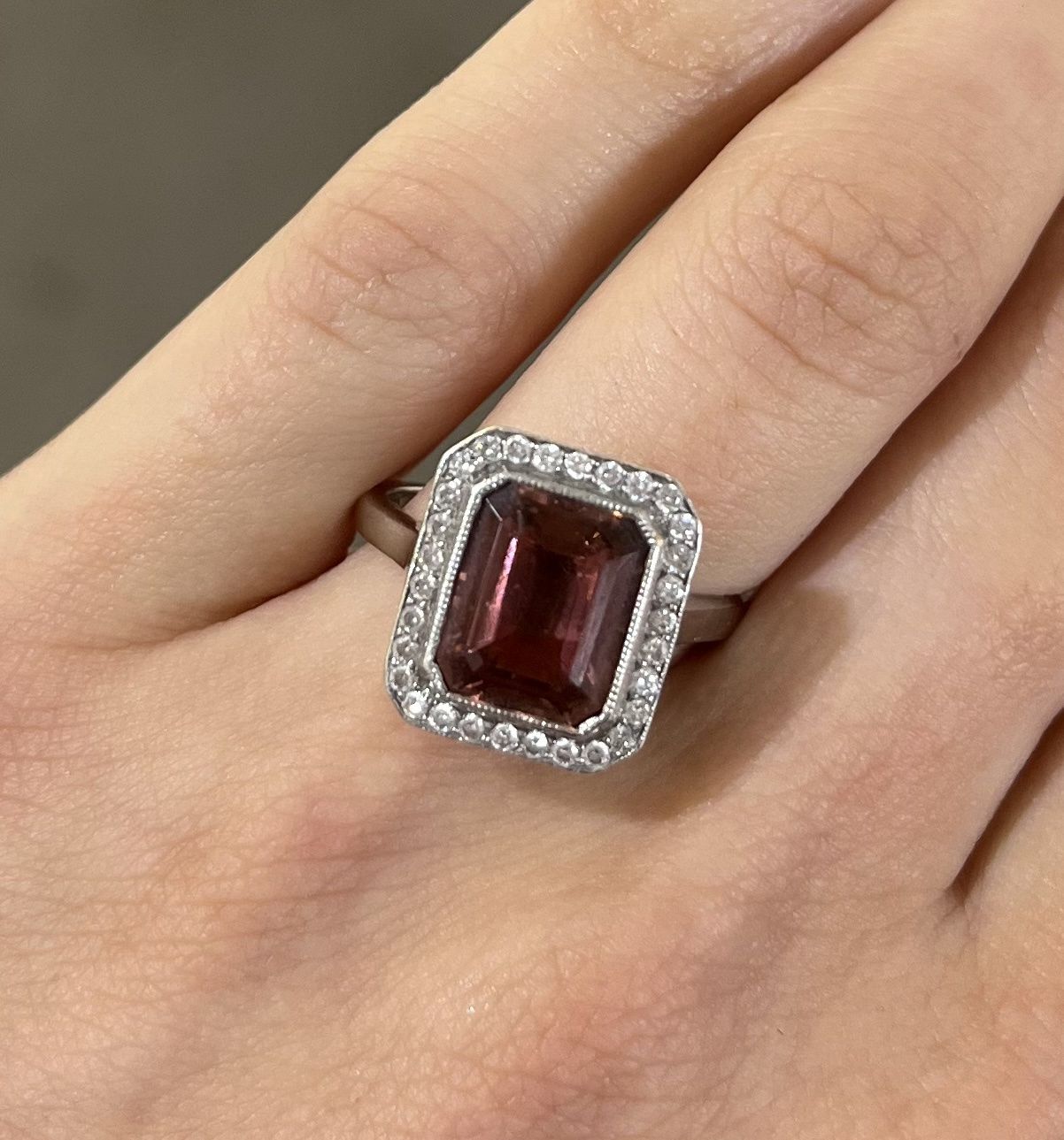 Pre-Owned 18ct White Gold 2.80ct Pink Tourmaline &amp; 0.33ct Diamond Ring