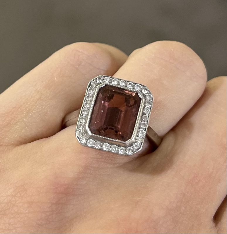 Pre-Owned 18ct White Gold 2.80ct Pink Tourmaline &amp; 0.33ct Diamond Ring
