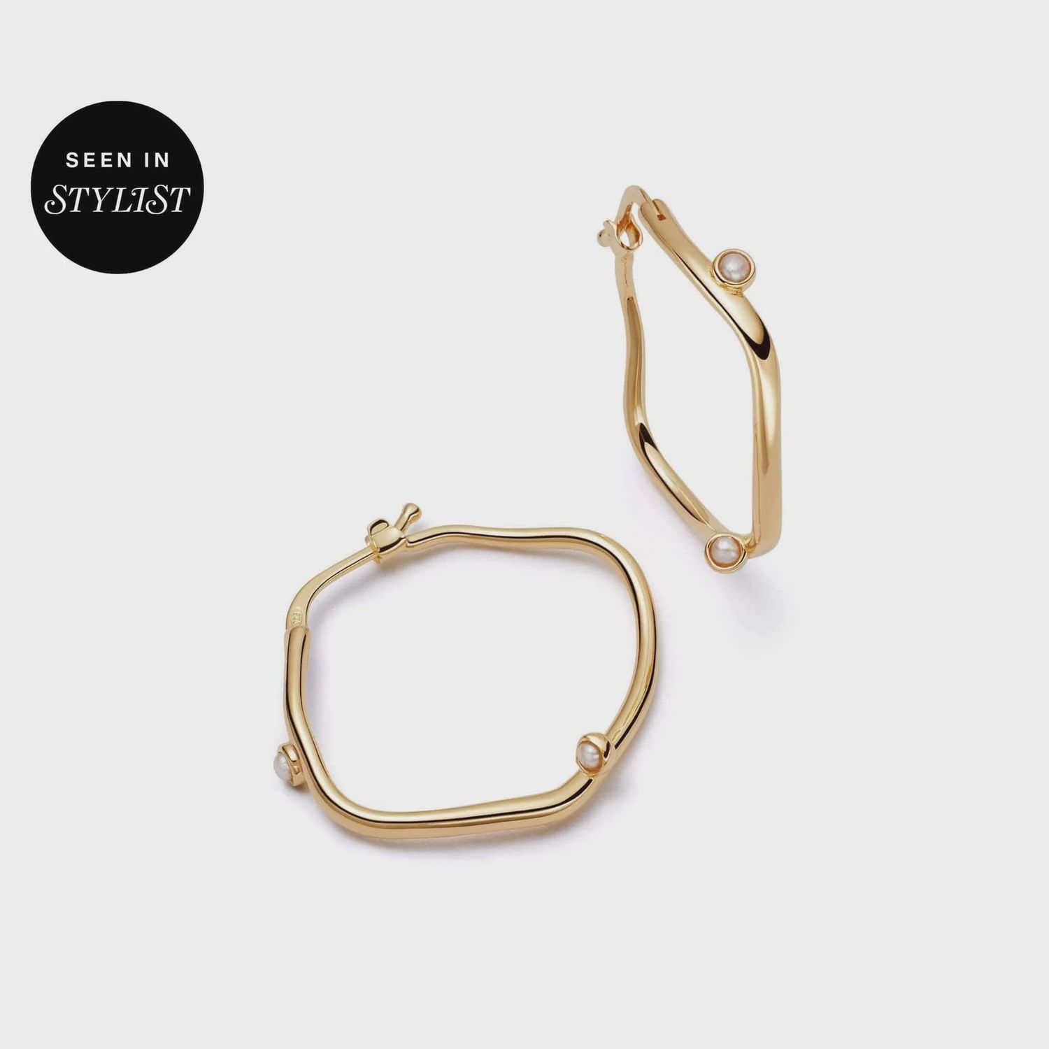 Shrimps Organic Pearl Hoop Earrings