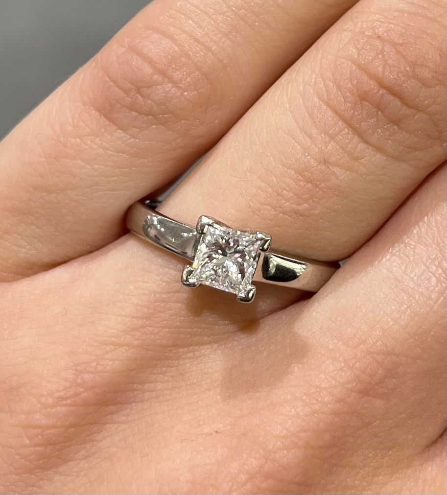 Pre-Owned Platinum 0.72ct F VS2 Princess Cut Solitaire