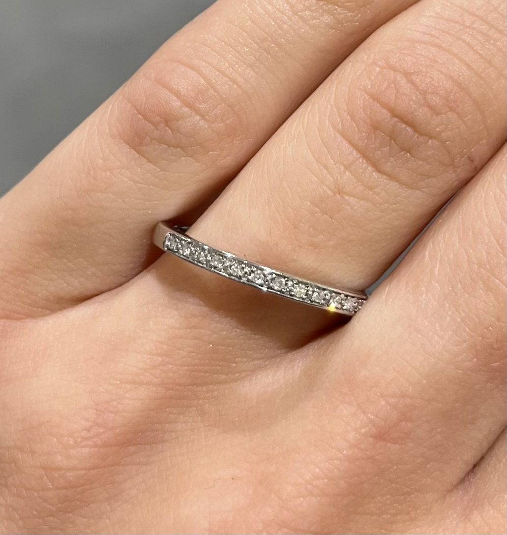 Pre-Owned 9ct White Gold 0.05ct Diamond 1/2 Eternity Ring